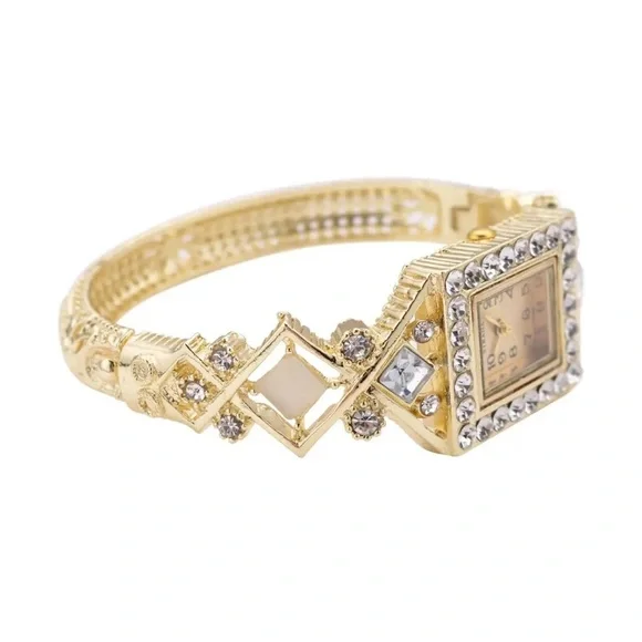 🩷 Strada White Austrian Crystal Japanese Movement Bangle Bracelet 🩷 - Picture 3 of 7